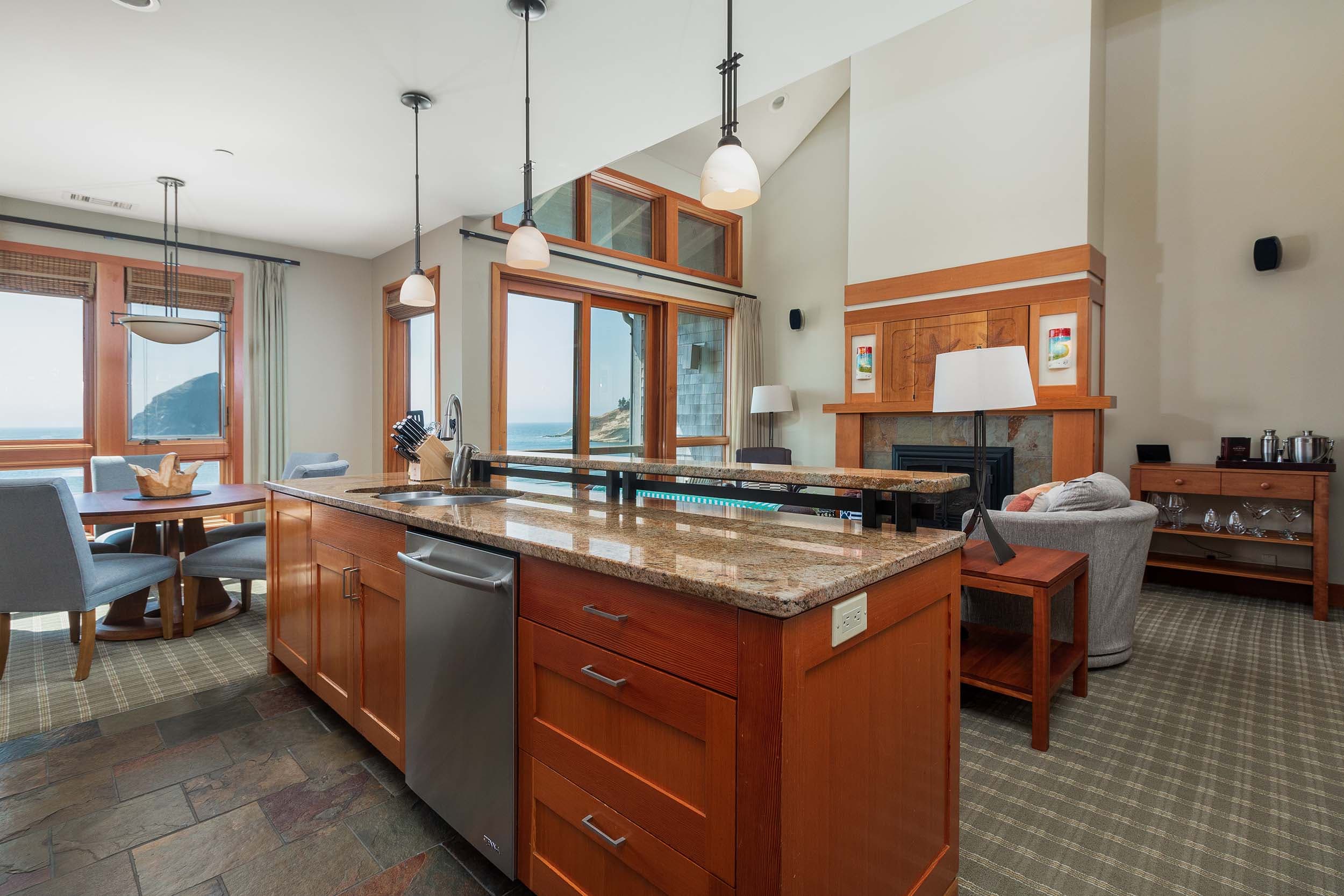 The kitchen and living space in a 2 bedroom cottage at headlands