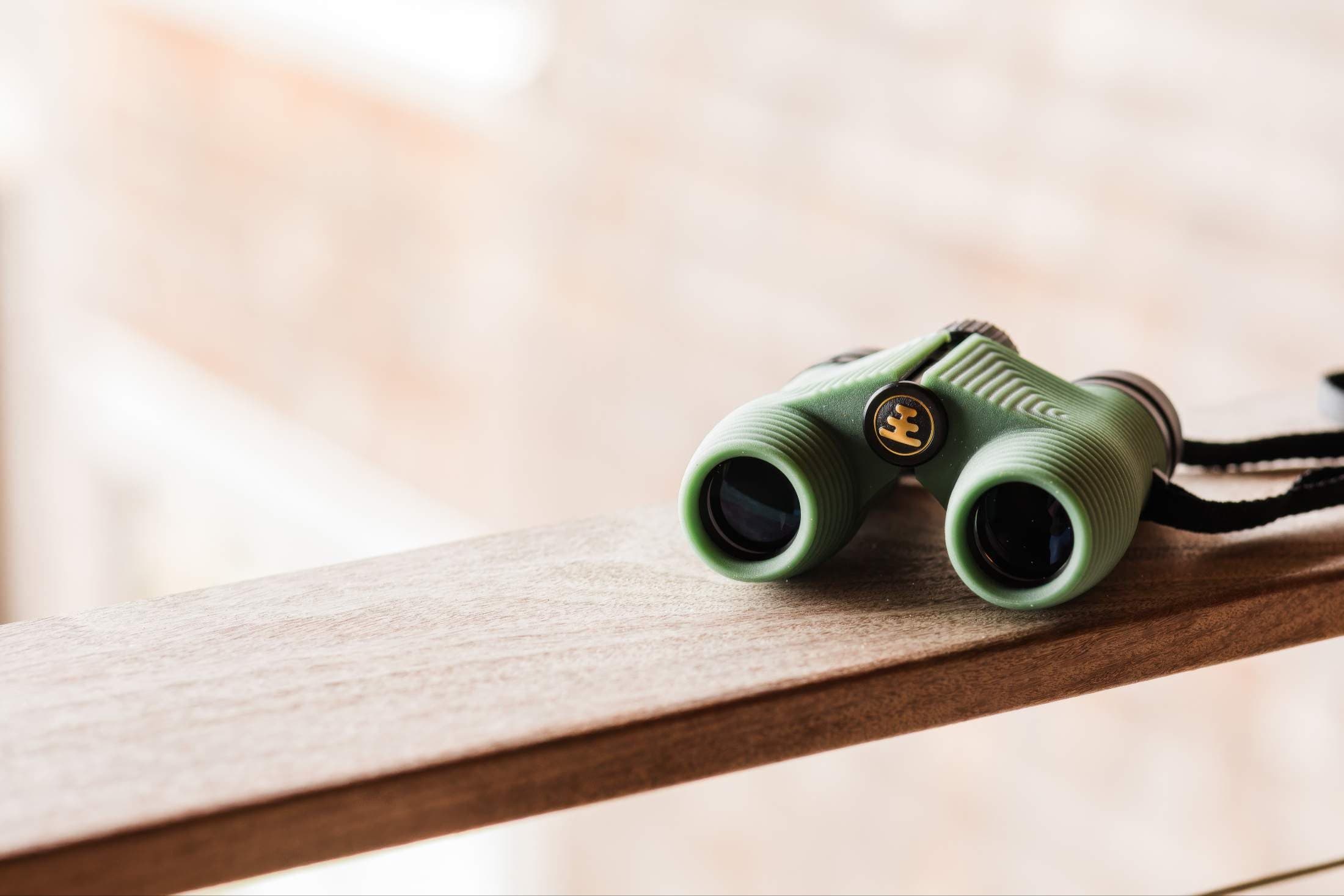 Binoculars sitting on the balcony railing at Headlands