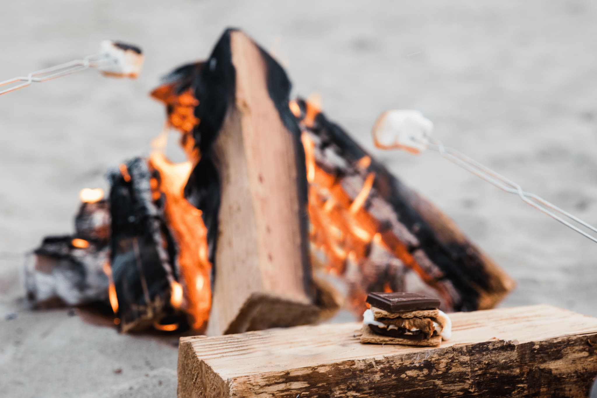 Bonfire And Smores On The Beach