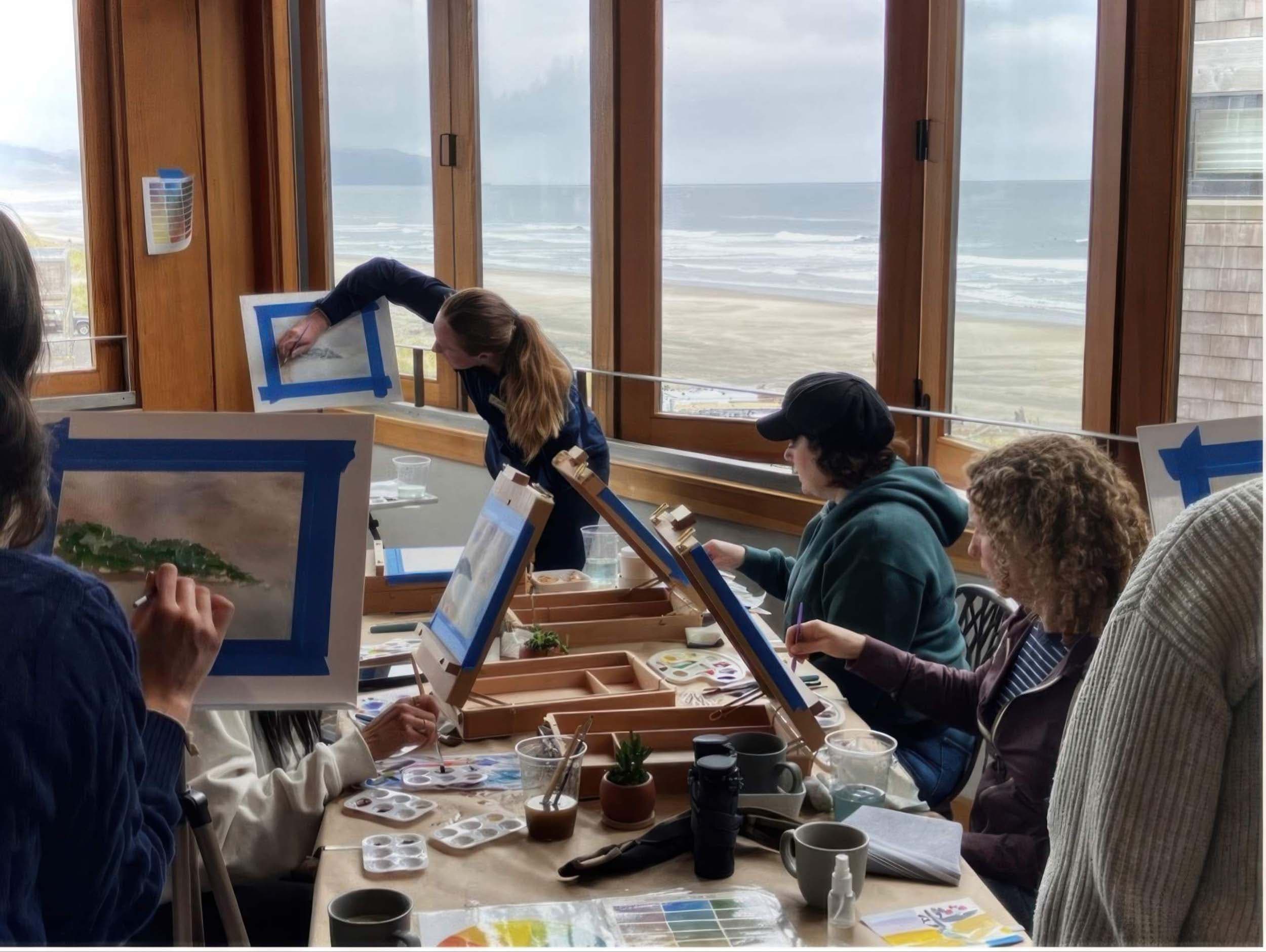 A Coastal Colors Painting class in the Fireside Room