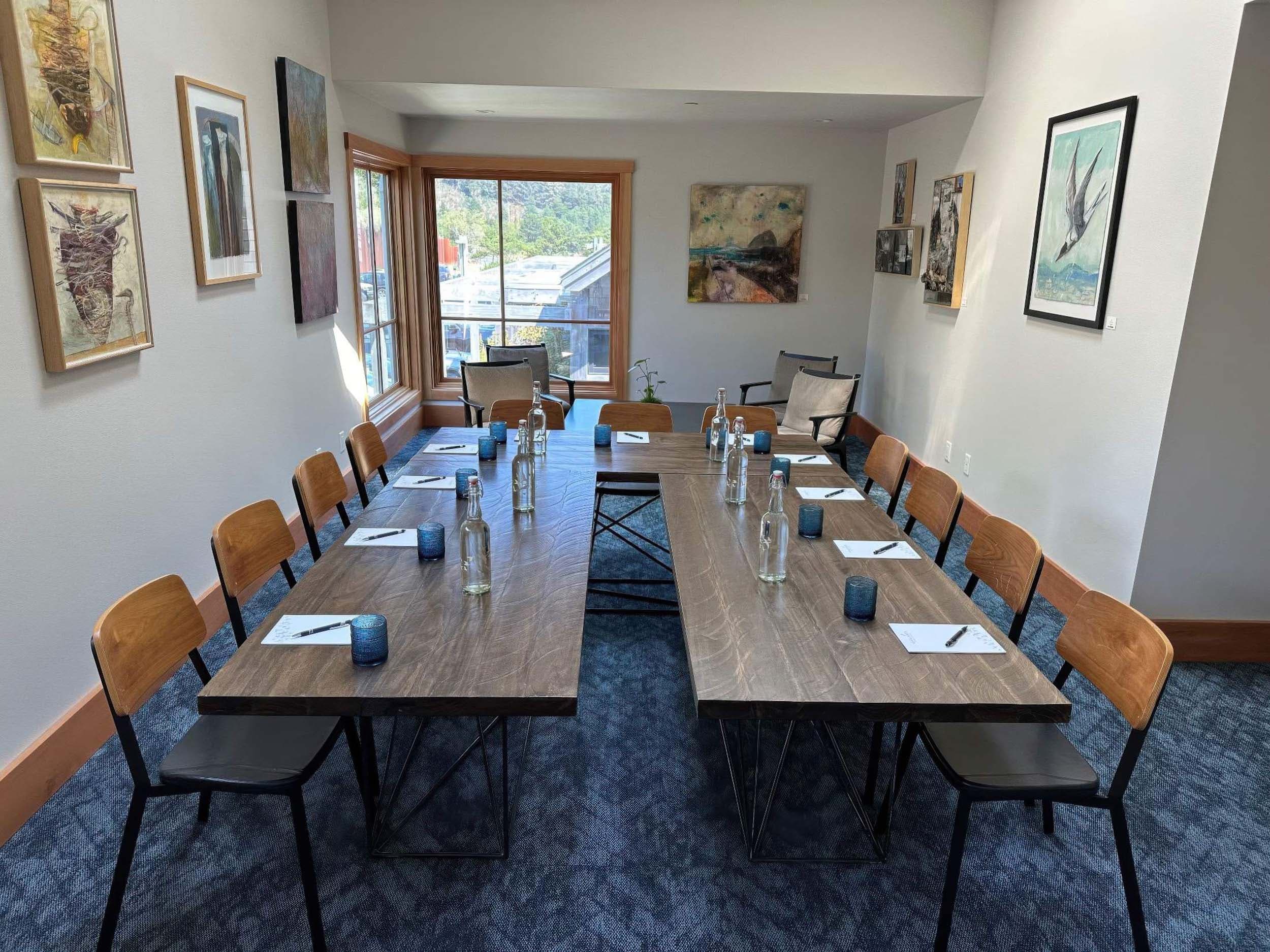 An empty Compass Room setup for an event at Headlands