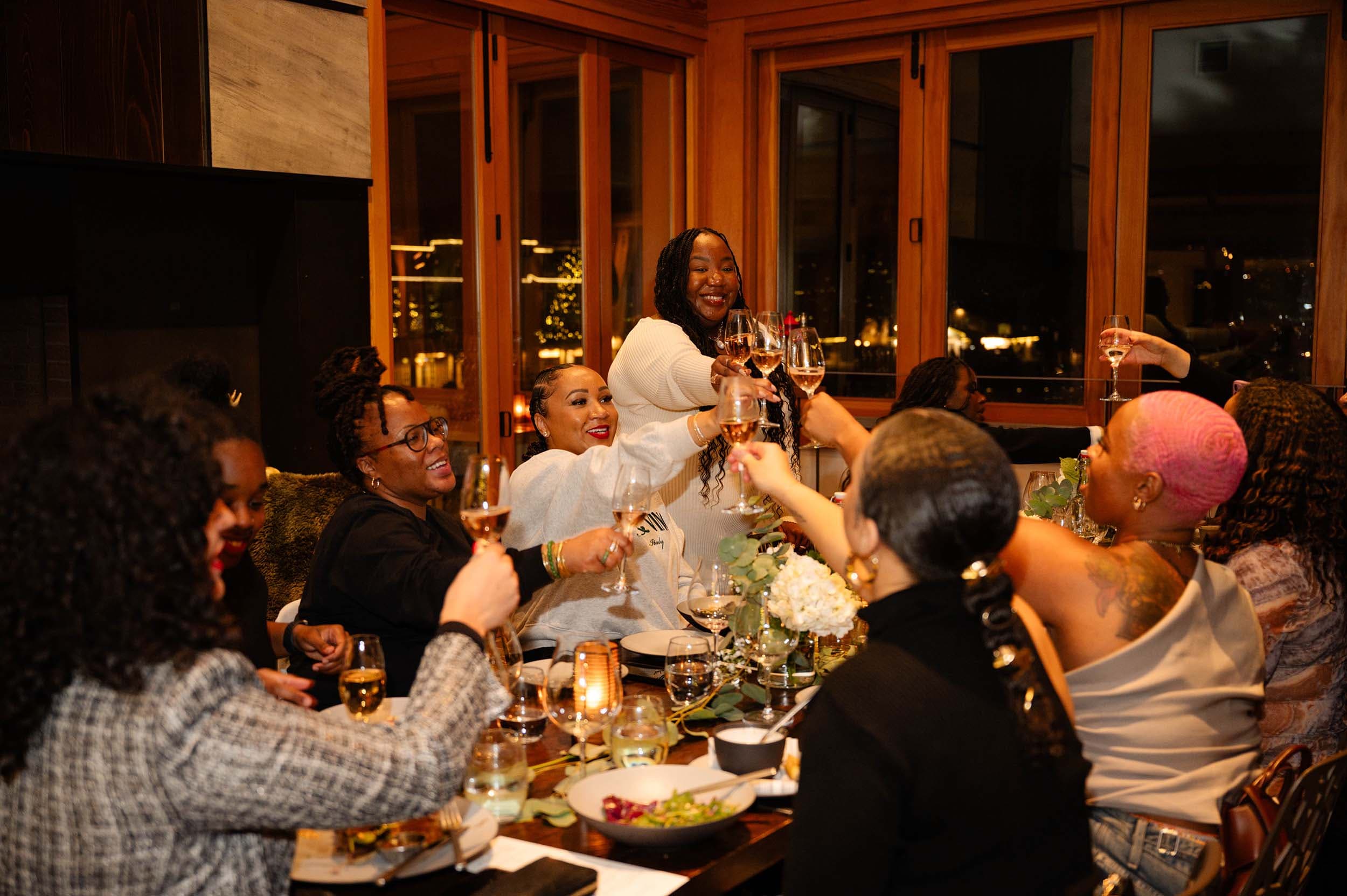 A group of women toasting a special occasion at Headlands