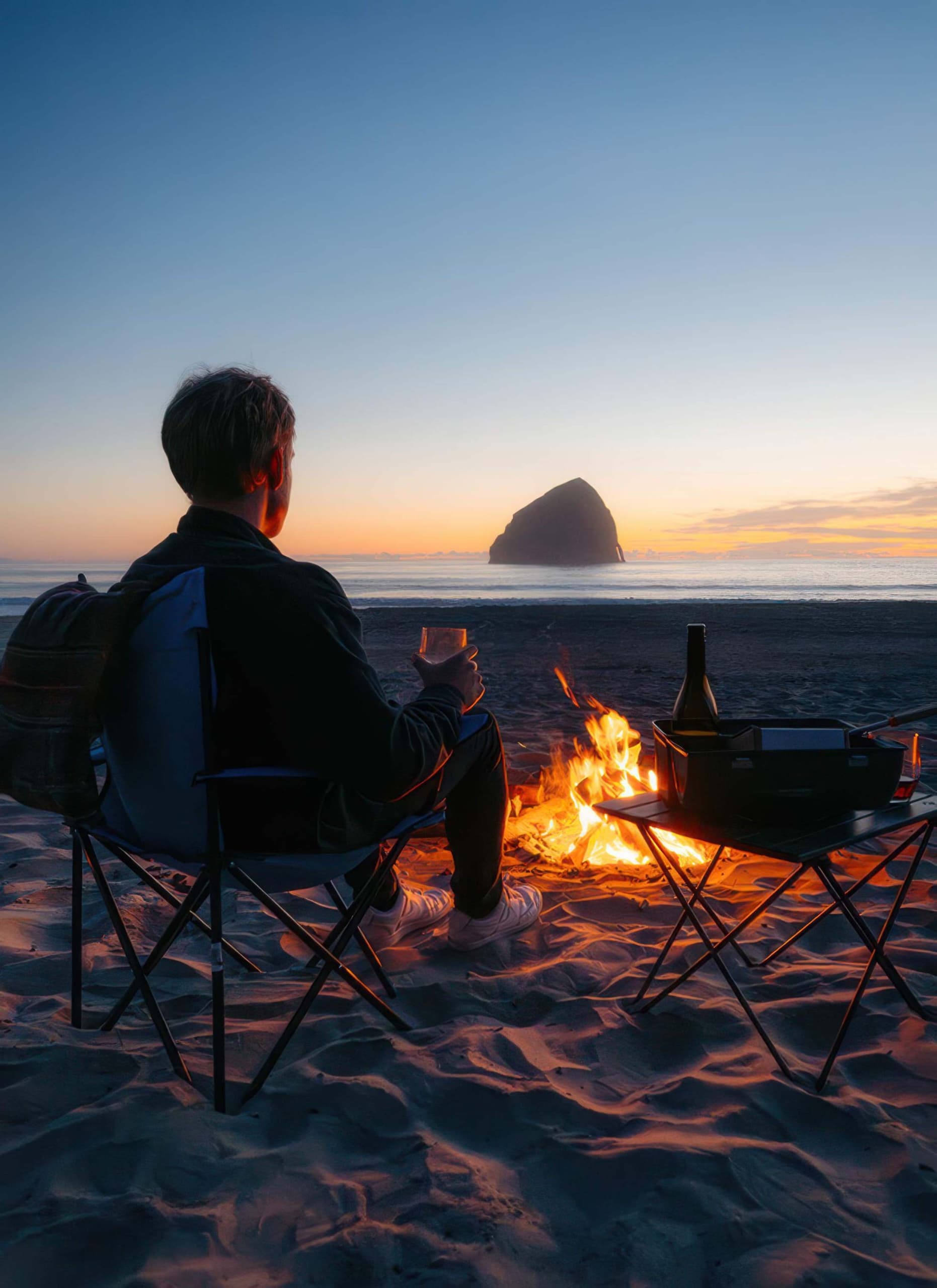 Sunset Bonfire On The Beach