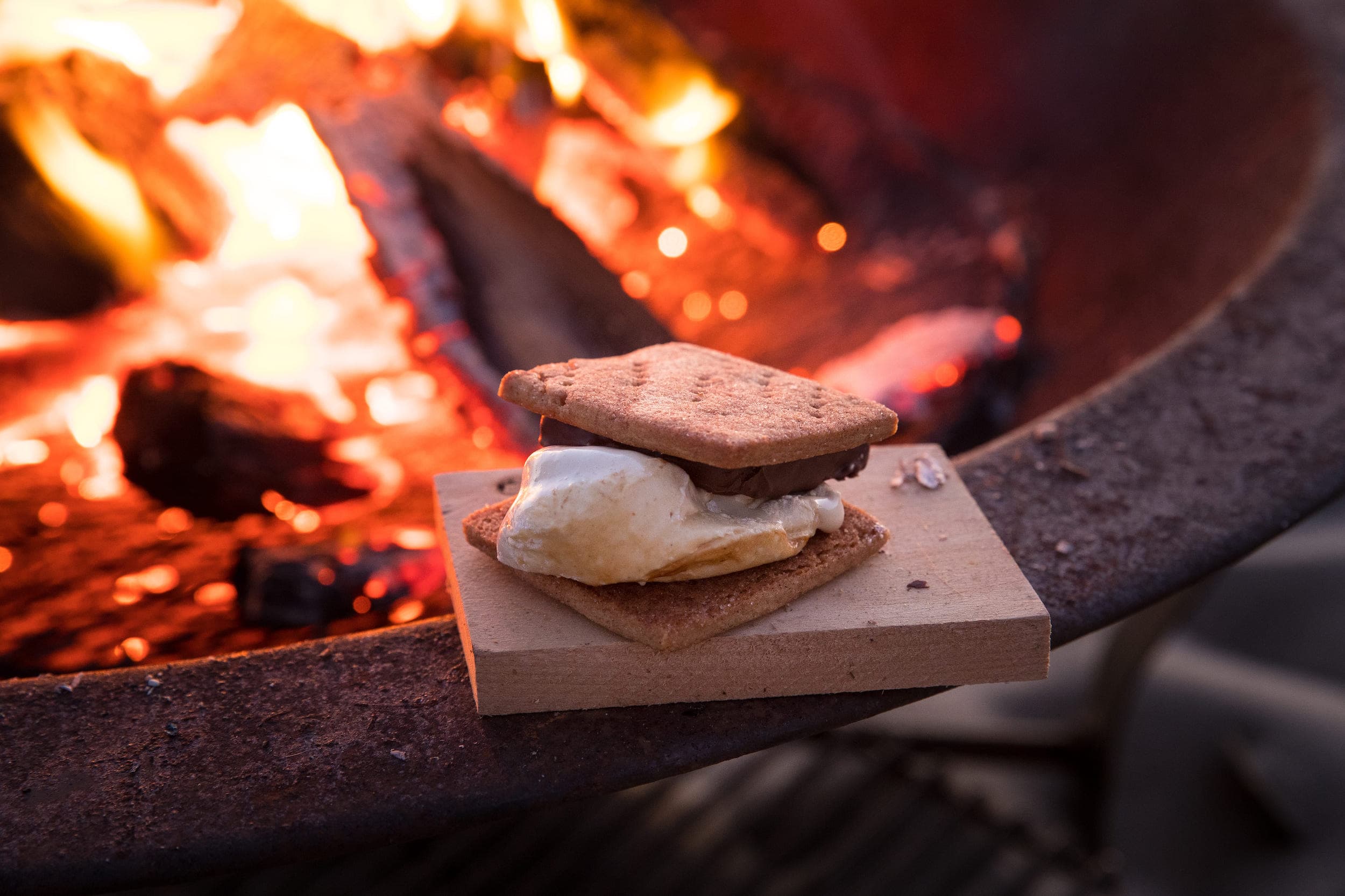 S'mores on the edge of a fire pit at Headlands