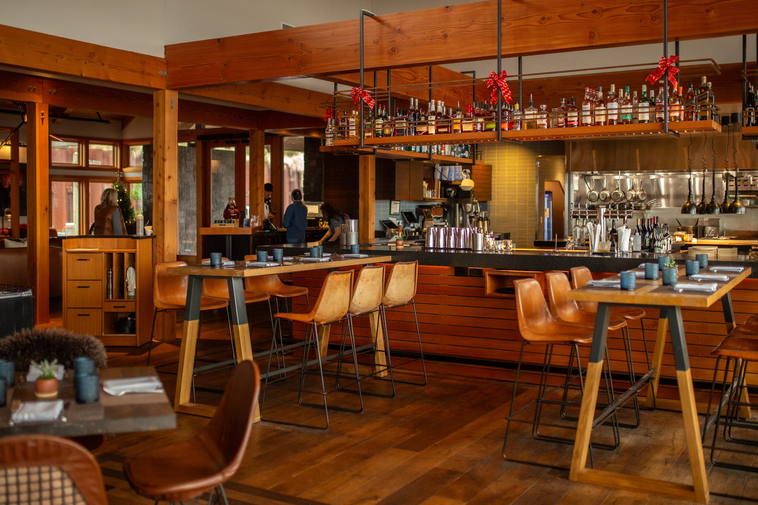 The bar area and seating at Meridian Restaurant & Bar