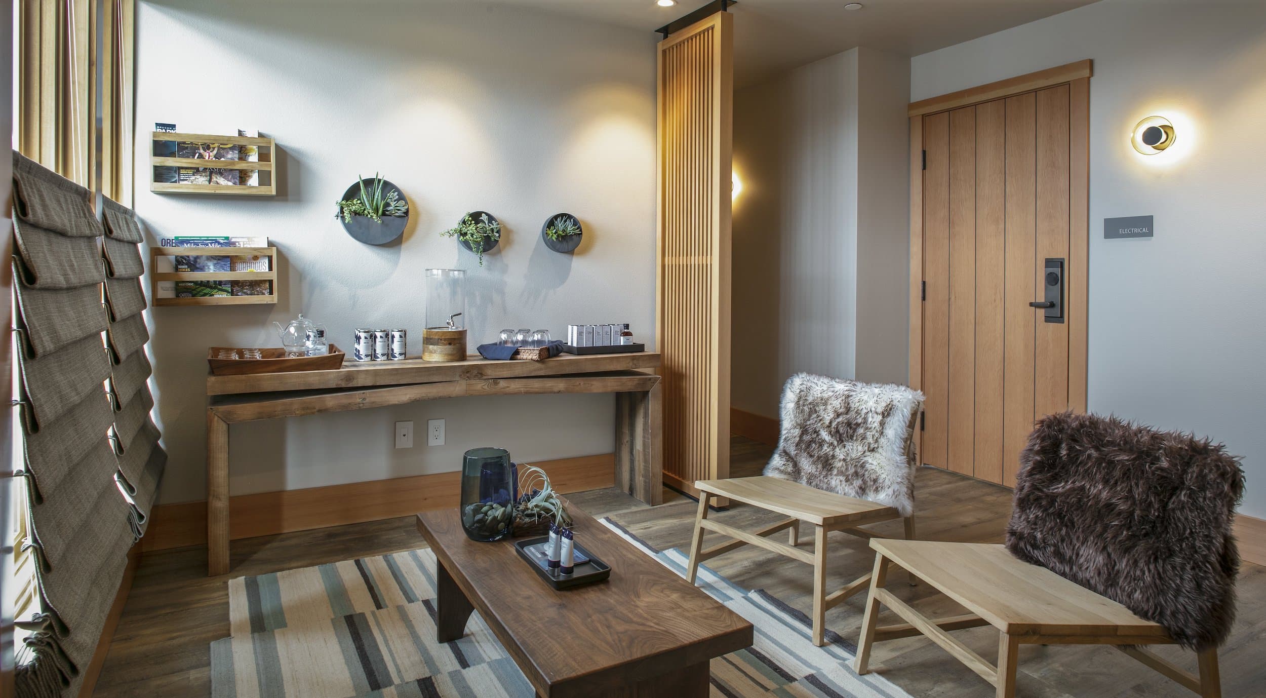 Massage waiting room with relaxing decor nd great natural lighting